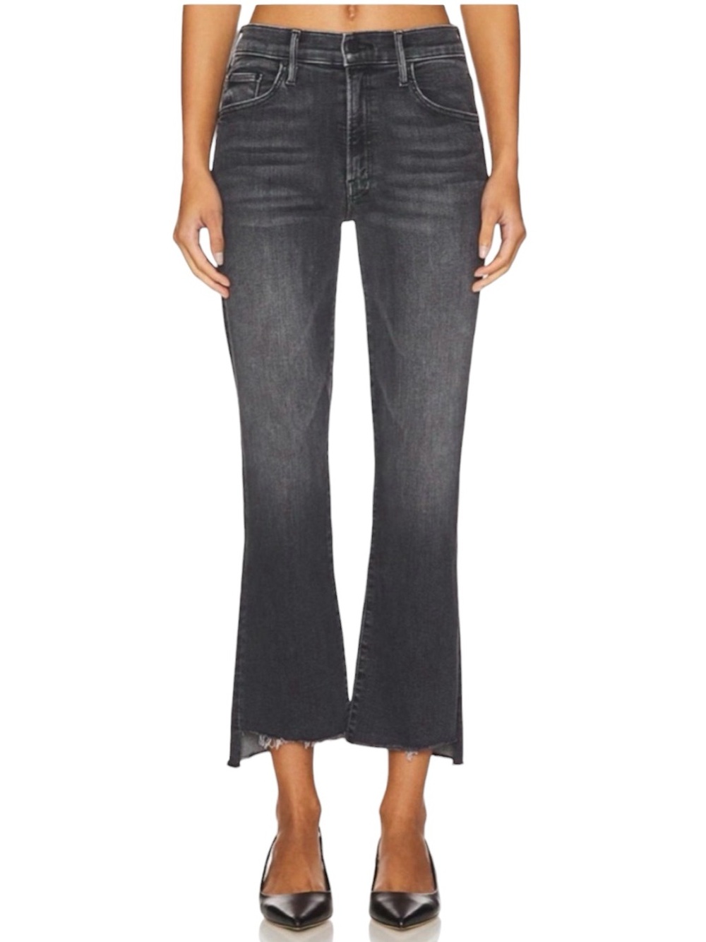 MOTHER Jeans Insider Crop Step Fray Train Stops Gray Bootcut Gray Size 30